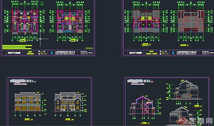 古典中式三层精致别墅建筑设计CAD方案图(2)