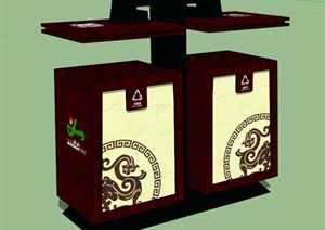 现代中式风格垃圾桶设计SU(草图大师)模型