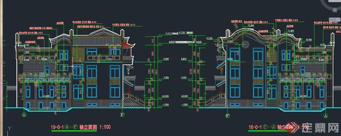 古典中式多层民用别墅建筑设计CAD施工图(2)