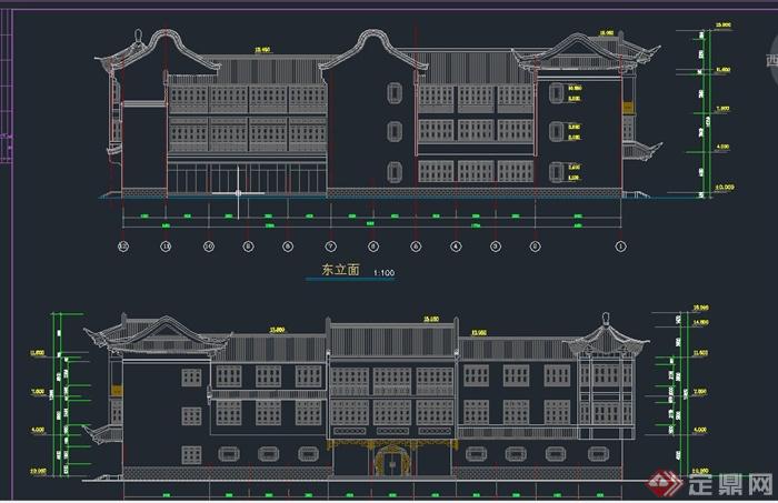 三层仿古商城会所建筑设计CAD施工图(2)