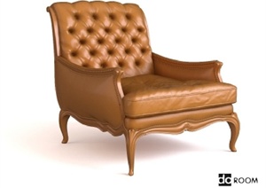 欧式风格皮质沙发椅设计3d模型