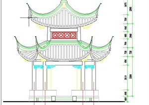 古典中式八角四方重檐亭设计CAD施工图