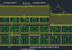 三层仿古清式三层商业建筑设计CAD施工图