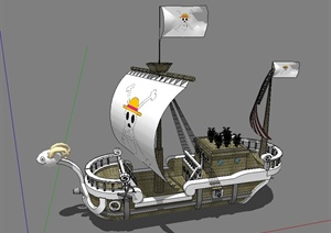 木质海盗船设计SU(草图大师)模型