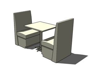 现代简约两人餐桌组合SU(草图大师)模型