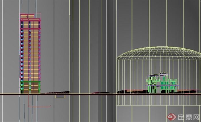 洋房别墅高档小区综合建筑设计3DMAX模型(8)