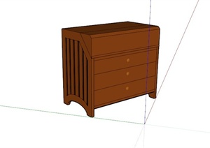 现代三层小型储物柜设计SU(草图大师)模型