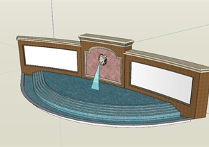 欧式喷水雕塑水池设计SU(草图大师)模型