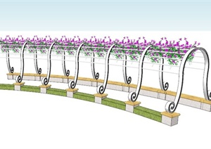 现代拱形藤蔓花卉廊架设计SU(草图大师)模型