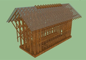 木质精细小教堂建筑设计SU(草图大师)模型