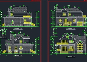 两层坡屋顶居住别墅建筑设计CAD施工图