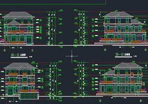 三层欧式风格别墅建筑设计CAD施工图