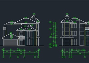 欧式三层别墅建筑设计CAD施工图