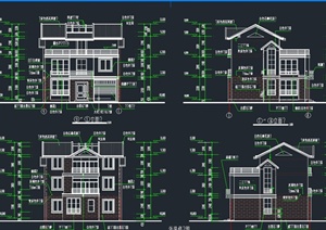 三层300平面别墅建筑设计CAD施工图