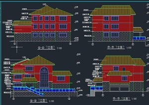 某三层别墅建筑设计CAD施工结构图