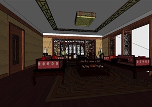 古典中式住宅室内装饰设计SU(草图大师)模型