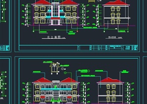 欧式三层私家别墅建筑设计CAD施工图