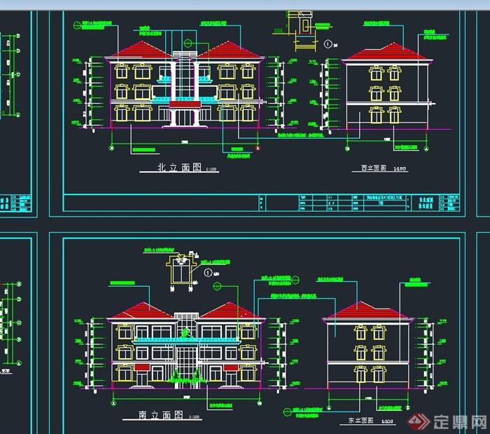 欧式三层私家别墅建筑设计CAD施工图(1)