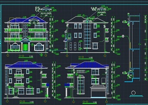 精致欧式三层别墅建筑设计CAD施工图