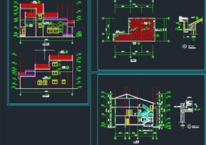 欧式阶梯形三层别墅建筑设计CAD施工图