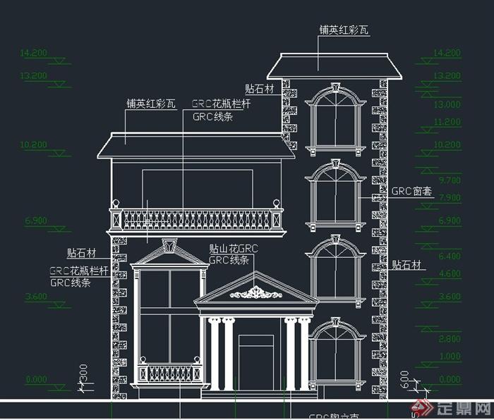 三层欧式小别墅建筑设计CAD施工结构图(1)