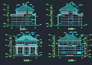 坡屋顶三层别墅建筑设计CAD施工图