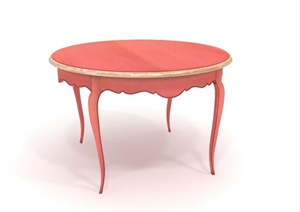 欧式红色木桌设计3d模型