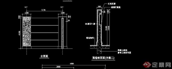 现代木栅栏围墙设计CAD施工图(2)