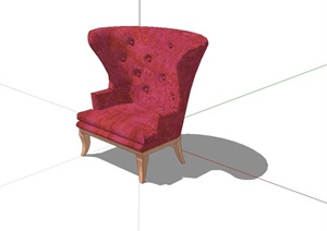 某欧式红色沙发椅设计SU(草图大师)模型