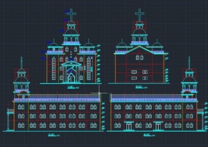 欧式风格三层教堂建筑设计CAD施工图