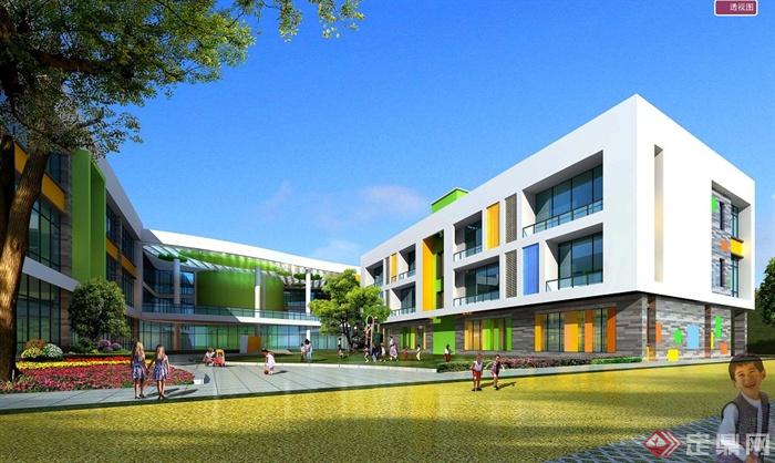 现代三层幼儿园建筑设计su模型与JPG方案全新设计(3)
