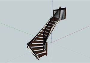 现代旋转木质楼梯设计SU(草图大师)模型