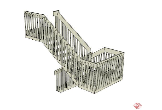 现代转角楼梯设计SU模型(1)