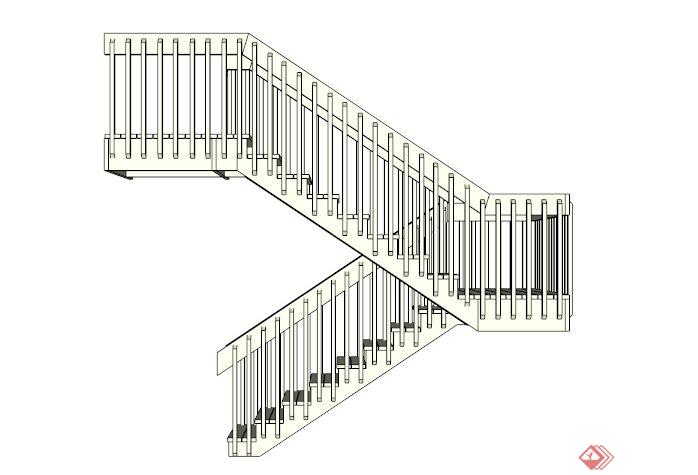 现代转角楼梯设计SU模型(3)