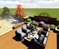 庭院花园,木平台,沙发组合,花池