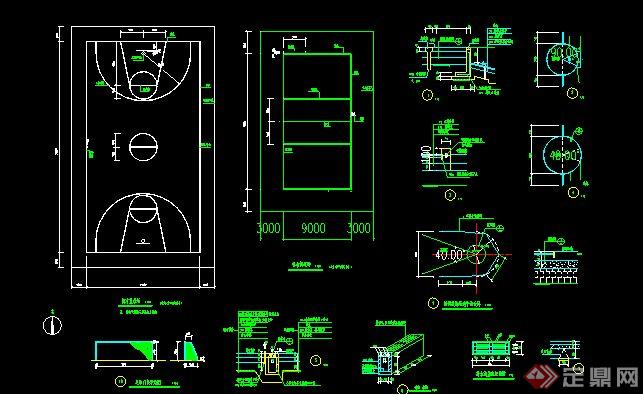 标准篮球场CAD做法详图(5)