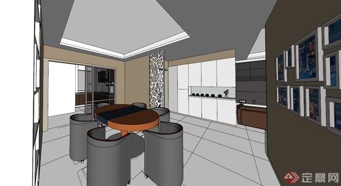 混搭两居室室内设计SU模型(3)