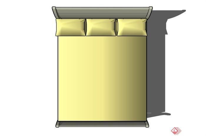 现代简约线条双人大床设计SU模型(2)