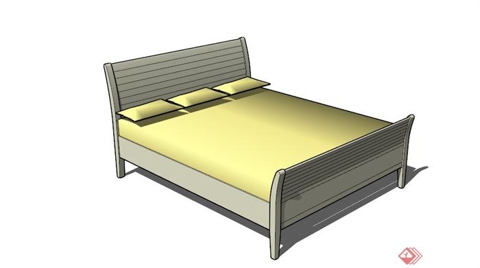 现代简约线条双人大床设计SU模型(1)