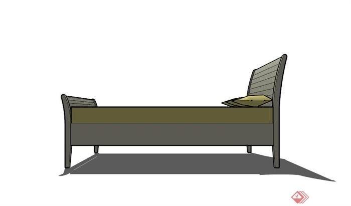 现代简约线条双人大床设计SU模型(4)