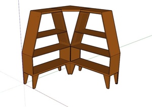 现代木材转角书架设计SU(草图大师)模型