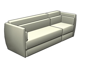 现代白色布艺沙发SU(草图大师)模型