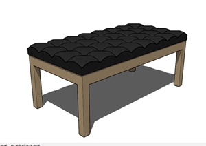 现代黑色皮质沙发坐凳SU(草图大师)模型