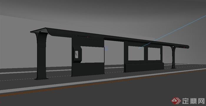 现代公交站3种廊架设计3DMAX模型(4)