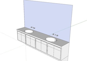 现代公共卫生间洗手池SU(草图大师)模型