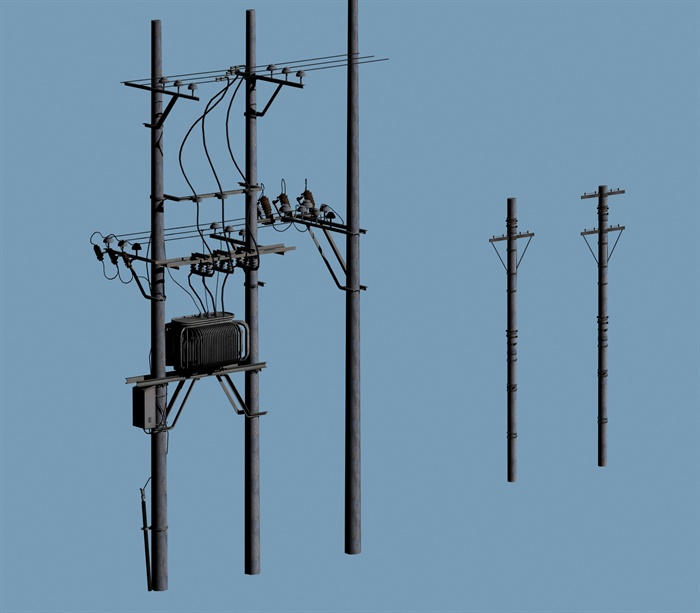电线杆子、变压器设计3d模型含缩略效果图