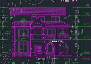 三层欧式风格小型别墅建筑设计CAD施工图