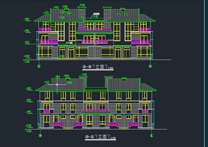 三层双拼别墅建筑设计CAD施工图