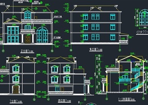 一套两层欧式风格别墅建筑设计CAD施工图