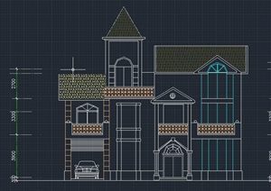 一套欧式两层别墅建筑设计CAD施工图